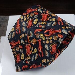 Museum Artifacts Silk Shellfish Crawfish Boil Tie Louisiana Cajun Low Country‎